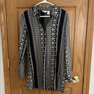 Kaktus Black and Cream Geometric Shirt